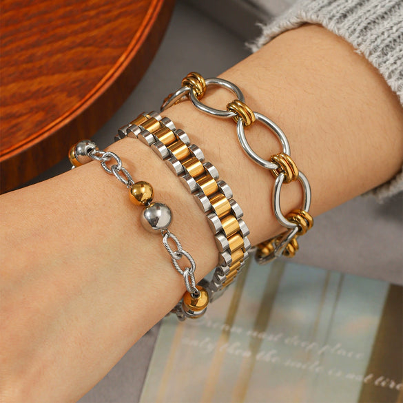Wholesale Women's Geometric Stainless Steel Gold Plated Bracelet In Ins Style