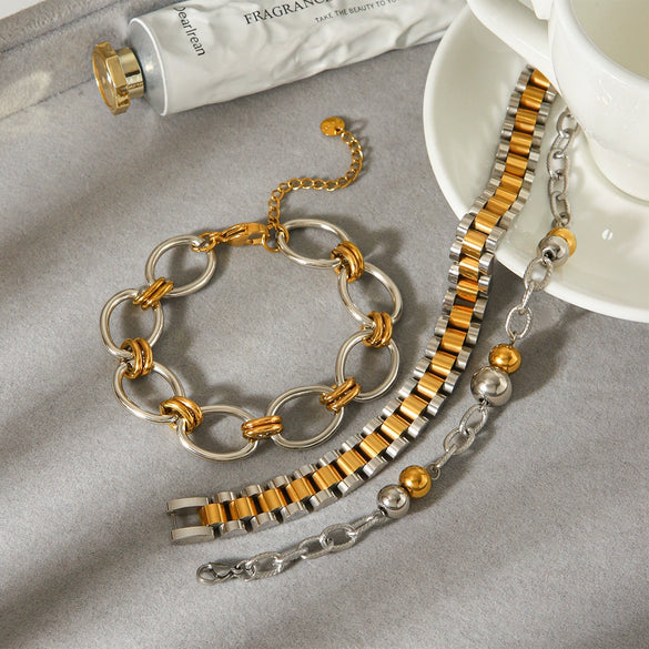 Wholesale Women's Geometric Stainless Steel Gold Plated Bracelet In Ins Style
