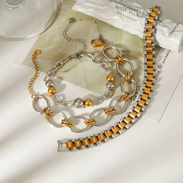 Wholesale Women's Geometric Stainless Steel Gold Plated Bracelet In Ins Style