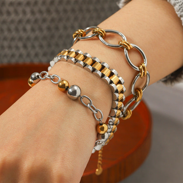 Wholesale Women's Geometric Stainless Steel Gold Plated Bracelet In Ins Style