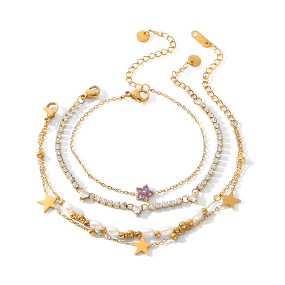 Wholesale Women's Geometric Stainless Steel Gold Plated Bracelet Jewelry