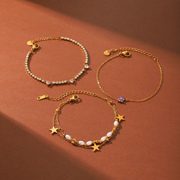 Wholesale Women's Geometric Stainless Steel Gold Plated Bracelet Jewelry