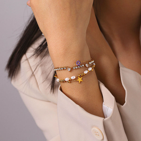 Wholesale Women's Geometric Stainless Steel Gold Plated Bracelet Jewelry