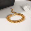 Wholesale Women's Geometric Stainless Steel Gold Plated Handwoven Cuban Chain Bracelet