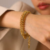 Wholesale Women's Geometric Stainless Steel Gold Plated Handwoven Cuban Chain Bracelet