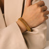 Wholesale Women's Geometric Stainless Steel Gold Plated Handwoven Cuban Chain Bracelet