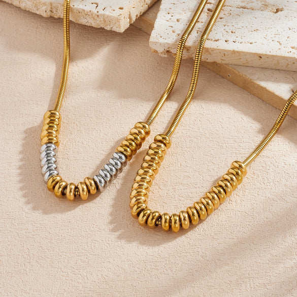 Wholesale Women's Geometric Stainless Steel Gold Plated Snake Chain Necklace Punk Minimalist Style