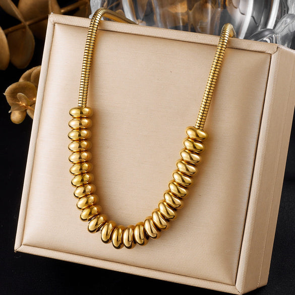Wholesale Women's Geometric Stainless Steel Gold Plated Snake Chain Necklace Punk Minimalist Style