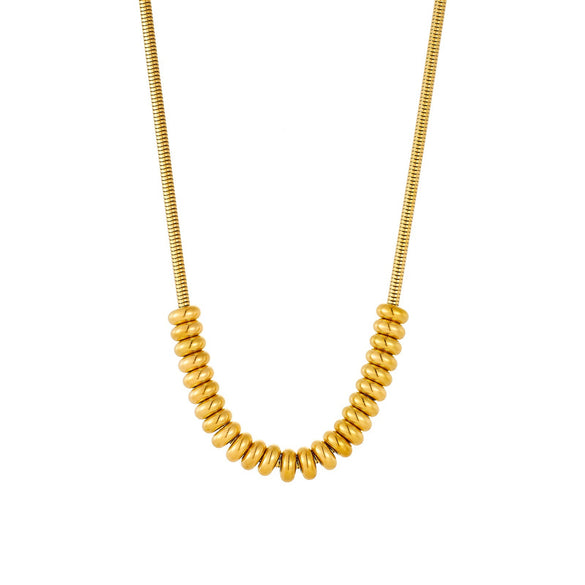 Wholesale Women's Geometric Stainless Steel Gold Plated Snake Chain Necklace Punk Minimalist Style