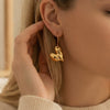 Wholesale Women's Geometric Stainless Steel Goldplated Asymmetrical Heart Pendant Earrings