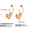 Wholesale Women's Geometric Stainless Steel Goldplated Asymmetrical Heart Pendant Earrings