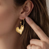 Wholesale Women's Geometric Stainless Steel Goldplated Asymmetrical Heart Pendant Earrings