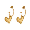 Wholesale Women's Geometric Stainless Steel Goldplated Asymmetrical Heart Pendant Earrings