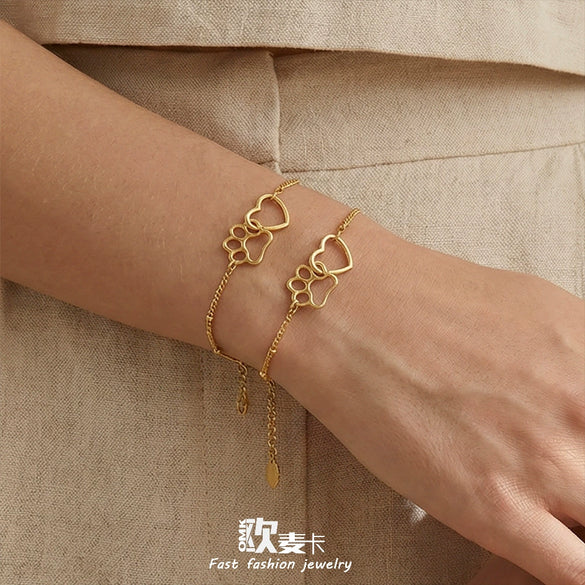 Wholesale Women's Geometric Stainless Steel Goldplated Chain Bracelet