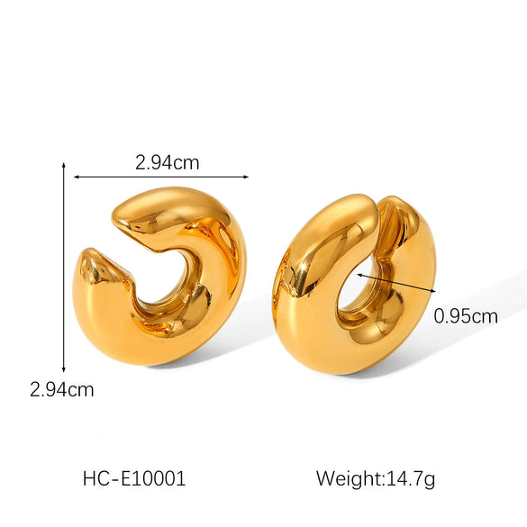 Wholesale Women's Geometric Stainless Steel Goldplated Ear Clip Without Ear Hole