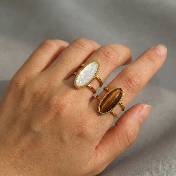 Wholesale Women's Geometric Stainless Steel Goldplated Electroplated Fashion Rings