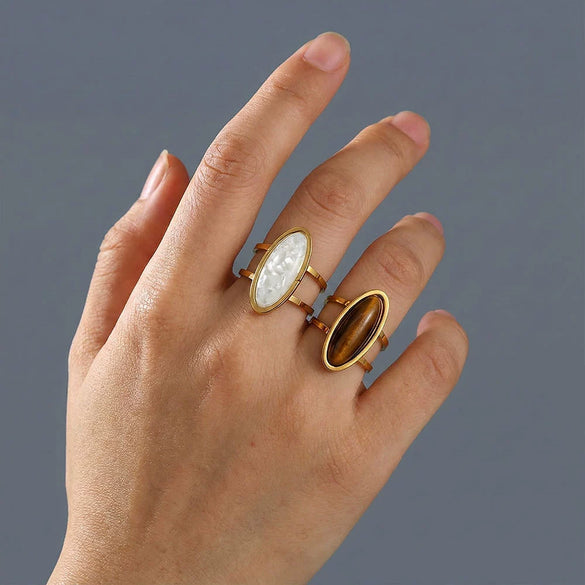 Wholesale Women's Geometric Stainless Steel Goldplated Electroplated Fashion Rings