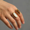 Wholesale Women's Geometric Stainless Steel Goldplated Electroplated Fashion Rings