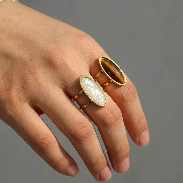 Wholesale Women's Geometric Stainless Steel Goldplated Electroplated Fashion Rings