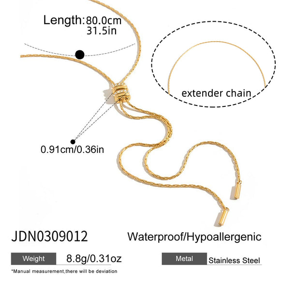 Wholesale Women's Geometric Stainless Steel Goldplated Inlaid Artificial Gemstones Semiprecious Stones Necklace