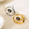 Wholesale Women's Geometric Stainless Steel Hammered Hollow Open Ring 18K Gold Plated Trendy Jewelry Accessories
