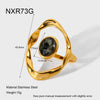Wholesale Women's Geometric Stainless Steel Hammered Hollow Open Ring 18K Gold Plated Trendy Jewelry Accessories