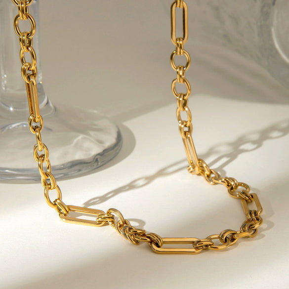 Wholesale Women's Geometric Stainless Steel Handmade Electroplated Chain Necklace