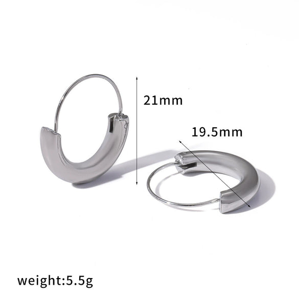 Wholesale Women's Geometric Stainless Steel Hoop Earrings With Pvd Furnace Vacuum Real Gold Plating