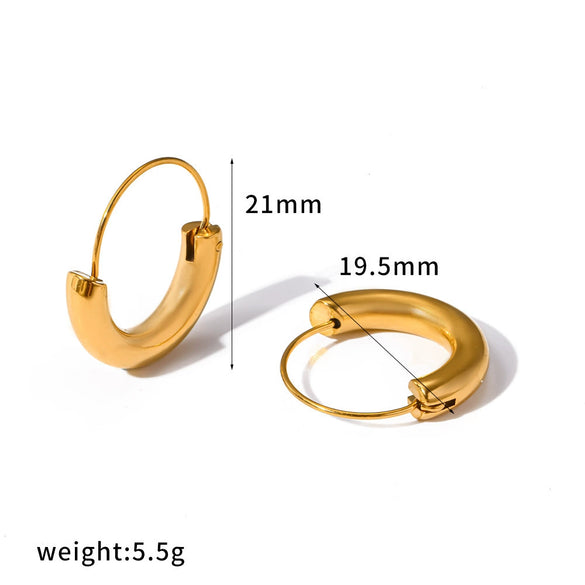 Wholesale Women's Geometric Stainless Steel Hoop Earrings With Pvd Furnace Vacuum Real Gold Plating