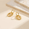 Wholesale Women's Geometric Stainless Steel Hoop Earrings With Vacuum Real Gold Plating In Pvd Furnace