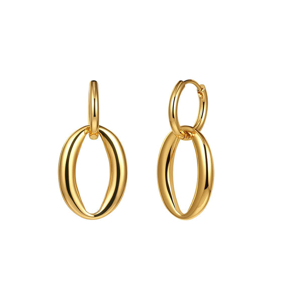 Wholesale Women's Geometric Stainless Steel Hoop Earrings With Vacuum Real Gold Plating In Pvd Furnace