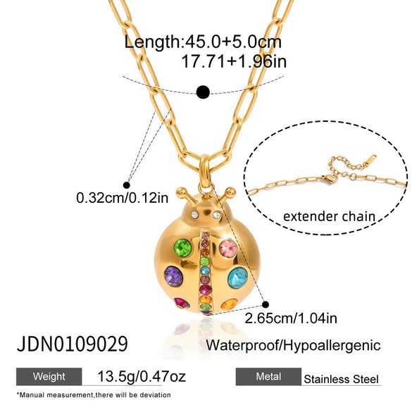Wholesale Women's Geometric Stainless Steel Insect Necklace With Vacuum Real Gold Plating In Pvd Furnace
