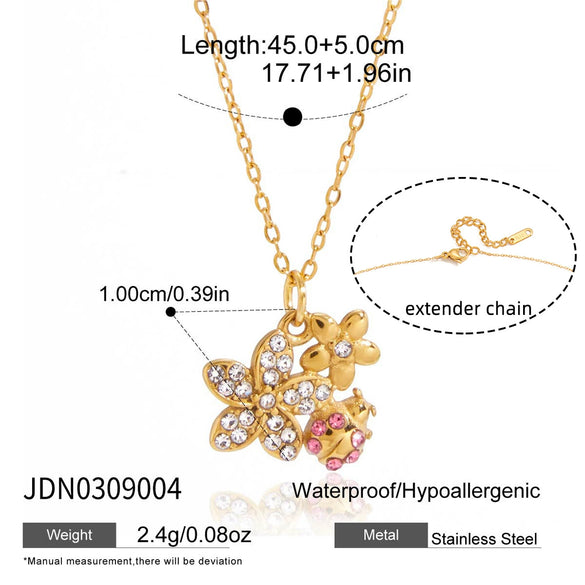 Wholesale Women's Geometric Stainless Steel Insect Necklace With Vacuum Real Gold Plating In Pvd Furnace