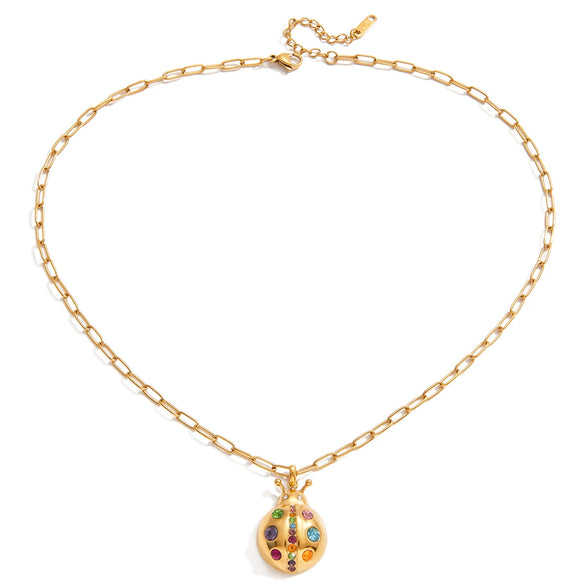 Wholesale Women's Geometric Stainless Steel Insect Necklace With Vacuum Real Gold Plating In Pvd Furnace