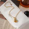 Wholesale Women's Geometric Stainless Steel Insect Necklace With Vacuum Real Gold Plating In Pvd Furnace