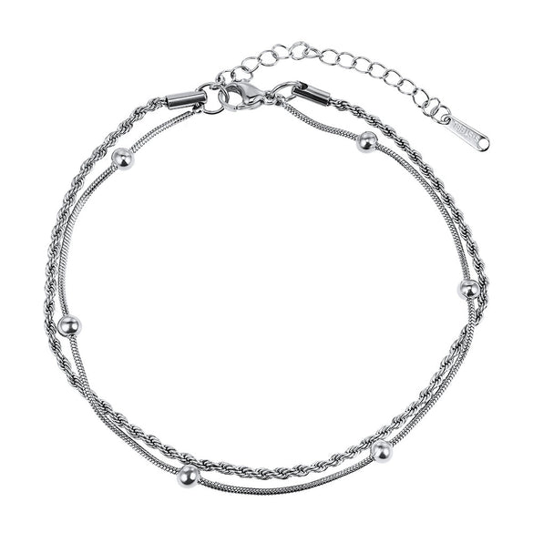 Wholesale Women's Geometric Stainless Steel 18K Electroplated Anklet Simple Design