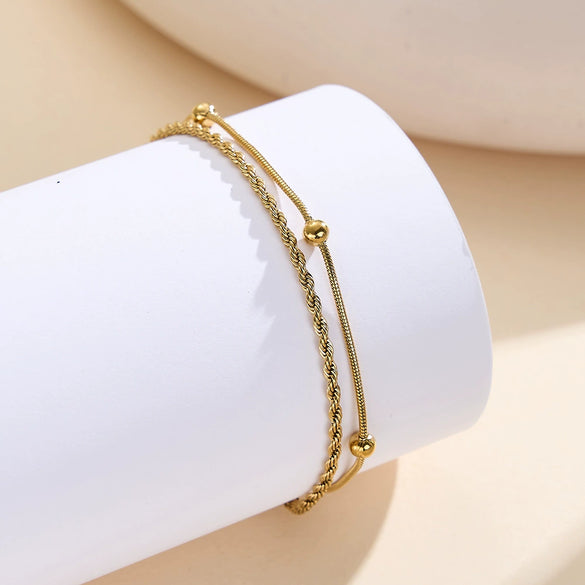 Wholesale Women's Geometric Stainless Steel 18K Electroplated Anklet Simple Design