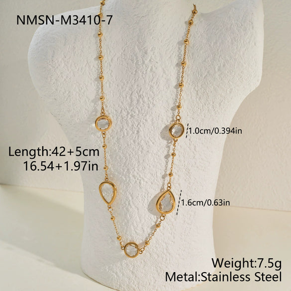 Wholesale Women's Geometric Stainless Steel 18K Electroplated Beaded Clavicle Chain Jewelry