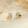 Wholesale Women's Geometric Stainless Steel 18K Electroplated Cshaped Pearlencrusted Earrings Retro Jewelry