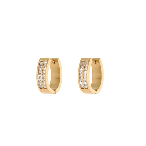 Wholesale Women's Geometric Stainless Steel 18K Electroplated Diamondencrusted Earrings Fashionable Light Luxury Jewelry