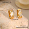 Wholesale Women's Geometric Stainless Steel 18K Electroplated Diamondencrusted Earrings Fashionable Light Luxury Jewelry