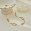 Wholesale Women's Geometric Stainless Steel 18K Electroplated Gemstoneedged Bead Chain Clavicle Chain Jewelry