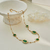 Wholesale Women's Geometric Stainless Steel 18K Electroplated Gemstoneedged Bead Chain Clavicle Chain Jewelry