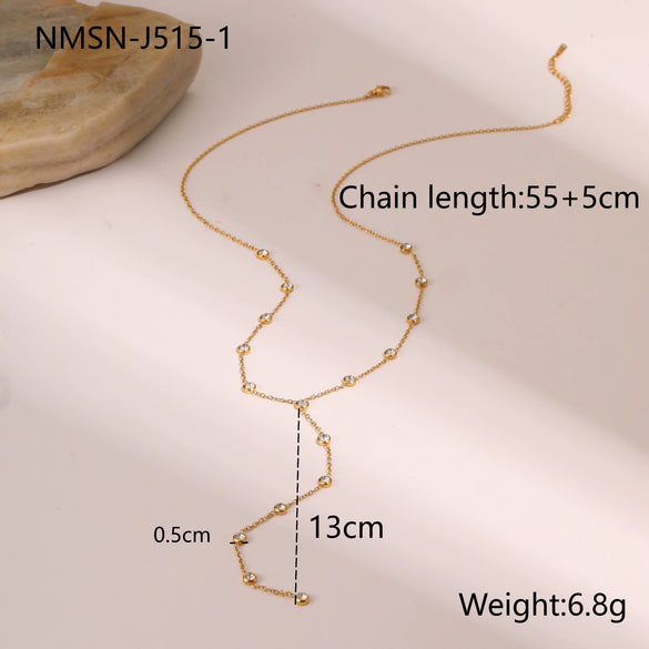 Wholesale Women's Geometric Stainless Steel 18K Electroplated Long Tassel Necklace With Yshaped Regular Chain
