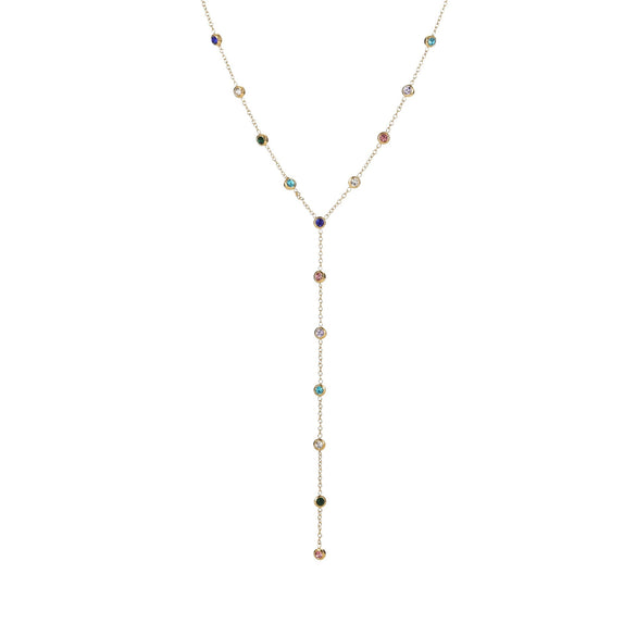 Wholesale Women's Geometric Stainless Steel 18K Electroplated Long Tassel Necklace With Yshaped Regular Chain