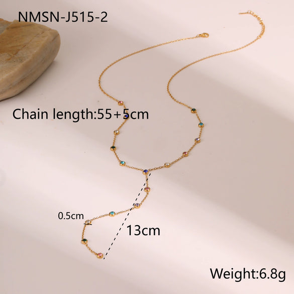 Wholesale Women's Geometric Stainless Steel 18K Electroplated Long Tassel Necklace With Yshaped Regular Chain