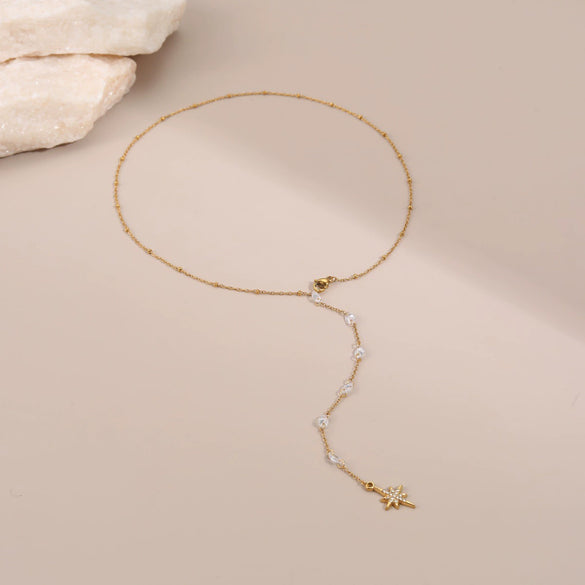 Wholesale Women's Geometric Stainless Steel 18K Electroplated Tassel Necklace