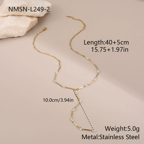 Wholesale Women's Geometric Stainless Steel 18K Electroplated Tassel Necklace
