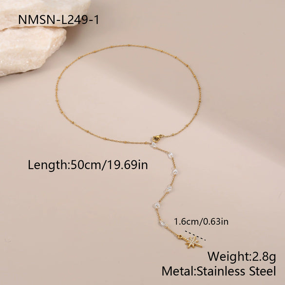 Wholesale Women's Geometric Stainless Steel 18K Electroplated Tassel Necklace