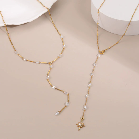 Wholesale Women's Geometric Stainless Steel 18K Electroplated Tassel Necklace